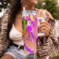Preview: Tumbler mit Hundemotiv Cindy - Edelstahl, Becher, 1L, mit Strohhalm, bunt, Motive in Digitaler Popart, Englische Bulldogge, Bully